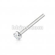 Round 2mm Prong Set CZ Top 12mm 316L Surgical Steel Fish Tail Nose Ring