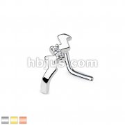 CZ Paved Twist Nose Crawlers 316L Surgical Steel L Bend Nose Stud Rings