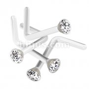 10pc Pack Gem Top Flexible Clear L-Bend Nose Rings