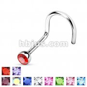 316L Surgical Steel Nose Screw with Gem Ball Mixed Color Bulk Pack (20 Pcs x 10 colors)