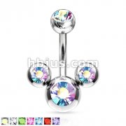 316L Surgical Steel Triple Bubble Navel Ring