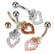 MaiYi 5Pcs Surgical Steel Boby Jewelry Belly Button Rings for Women & Girls Reverse Navel Rings Curved Barbell Piercing