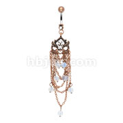 Vintage Chandelier Navel Ring with Opal Beads