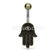 Antique Gold Plated Hamsa 316L Surgical Steel Belly Button Navel Rings