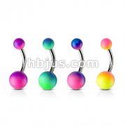 80 Pcs Two Tone Color Rubber Coated on 316L Surgical Steel Belly Button Navel Rings Bulk Pack (20 Pcs x 4 Colors)