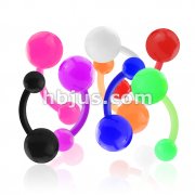 Bio-Flex Navel Rings with Solid  Acrylic Balls 160pc Pack (20pcs x 8 colors) 