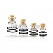 40 Pcs Clear Cork Bottle with 2-Black O-Rings Glass Plugs Bulk Pack (10 Pcs x 4 Sizes)