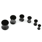 Small Black Acrylic Solid Color  Saddle Plugs 120pc Pack (20pcs x 6 sizes, 8GA ~ 00GA )