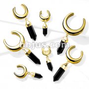 Saddle Spreader with Syntactic Onyx Dangle PVD Gold Over 316L Surgical Steel