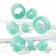 Green Opalite Glass Double Flared Saddle Tunnel