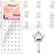 40 pcs. 20 Gauge 3mm Star Prong .925 Sterling Silver Nose Bone Package (All Clear Gems)