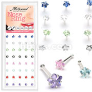 40 pcs. 20 Gauge 3mm Star Prong .925 Sterling Silver Nose Bone Package with (Assorted Gems)