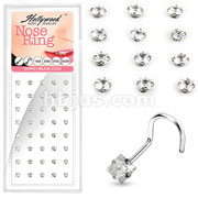 40 Pcs of 20 Gauge 316L Surgical Steel 3mm Clear Prong Square CZ Nose Screw Package