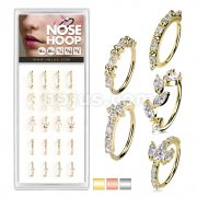 20 Pcs Pre Loaded Mixed Styles CZ Paved Nose Hoop Rings Pack (5 Styles X 4 Pcs)