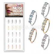 20 Pcs Pre Loaded 5-Round CZ Out Facing Nose Hoop Rings Pack (5 Colors X 4 Pcs)