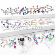 Starter Pack 216pcs 316L Surgical Steel Eyebrow Curve Rings Pre Assorted Best Sellers