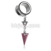 Tribal Arrow Dangle Burnished Silver Plated Beaded Edge Top 316L Surgical Steel Screw Fit Flesh Tunnels