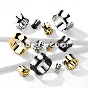 316L Surgical Steel Hand Polished Thick Double Flared Saddle Tunnel Plug