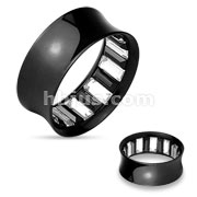 Square Stones Inside Black IP over 316L Surgical Steel Double Flared Tunnels