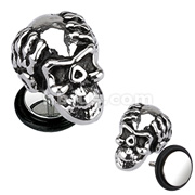 Casted Ape Skull Fake Plug with O-Ring 316L Surgical Steel 