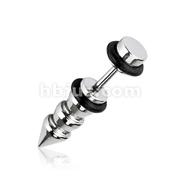 Triple Extended Spike Fake Taper with O-Rings 316L Surgical Steel 