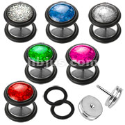 60 Pcs of Assorted Fancy Glitter 316L Surgical Steel Fake Plug