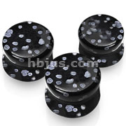 Small Sizes of Solid Snowflake Obsidian Semi Precious Stone Saddle Fit Plugs 60pc Pack (10pcs x 6 sizes, 8GA ~ 00GA)