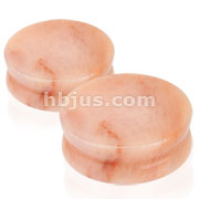 Large Sizes of Solid Peach Jade Semi Precious Stone Saddle Fit Plugs 60pc Pack(10pcs x 6sizes, 1/2