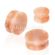 Small Sizes of Solid Peach Jade Semi Precious Stone Saddle Fit Plugs 60pc Pack(10pcs x 6 sizes, 8GA~00GA)