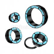 Turquoise Rimmed Black PVD over 316L Surgical Steel Screw Fit Tunnel
