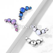Five Bezel Set Round Opal 316L Surgical Steel Internally Threaded Top Parts