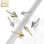 14K Gold Threadless Push In Top Spikes
