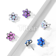 Implant Grade Titanium Threadless Push In Opal set Flower Tops