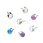 Implant Grade Titanium Threadless Push In Bezel Set Pear Opal Top