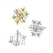 Implant Grade Titanium Threadless Push In Snowflake With CZ Center Top