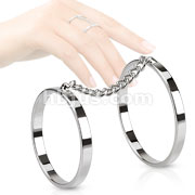 Chain Linked Double Rhodium Plated Brass Ring