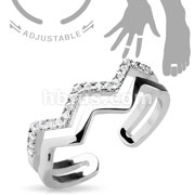 Adjustable Toe Ring/Mid Ring CZ Paved Logo Graphic
