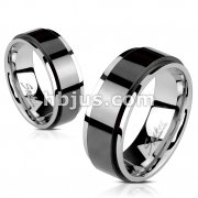Stainless Steel w/Black IP Spinner Ring