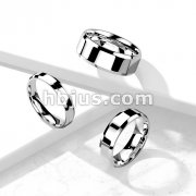 Mirror Polished Flat Band with Beveled Edge 316L Stainless Steel Ring
