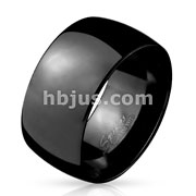 Wide Dome Stainless Steel Band Ring Black IP