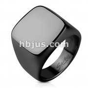Square Signet Black PVD Plated Stainless Steel Ring