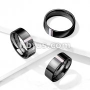 Rectangular Opal on Black Stainless Steel Ring