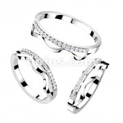 CZ Paved with Wavey Line Stainless Steel Ring