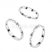Criss Cross Grooved Stainless Steel Band Ring