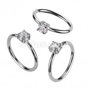 Round CZ Prong Set on 316L Stainless Steel Round Band Ring