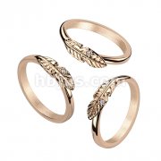 Rose Gold Leaf With CZ Stainless Steel Ring