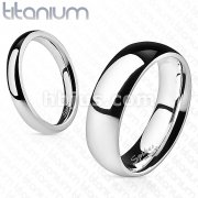 Solid Titanium Glossy Mirror Polished Traditional Wedding Band Ring