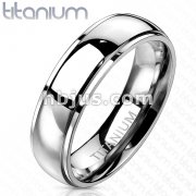 Solid Titanium Classic Stepped Edges Dome Band Rings