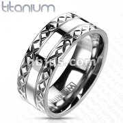 Pyramid Spiked Edge Band Ring Solid Titanium 