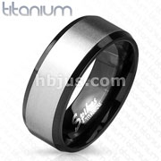Solid Titanium Black IP Interior Beveled Edge with Brushed Finish Center Two Tone Rings